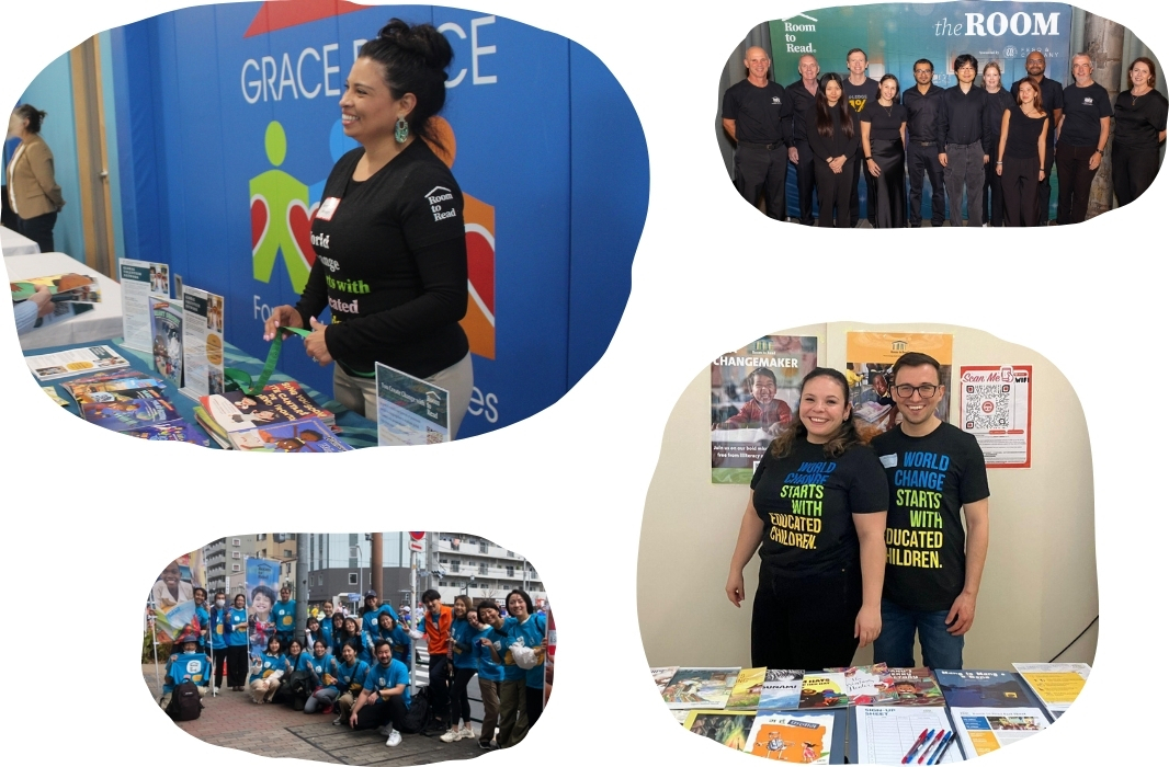 Room to Read volunteers at various events around the world.
